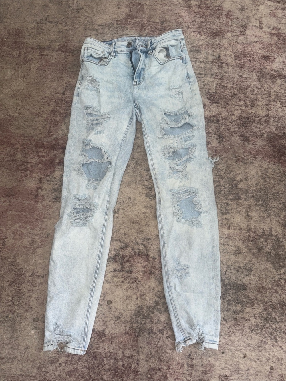 American Eagle Light Blue Distressed mom jeans